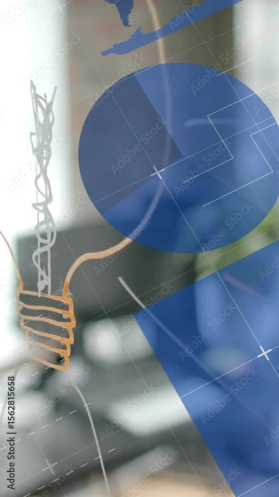Poster animation of data processing over office