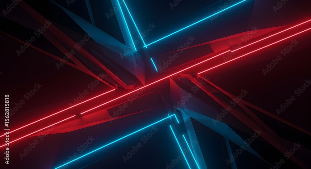 Poster abstract glow of colorful light lines in motion on a dark background creates a dynamic, high-tech wa