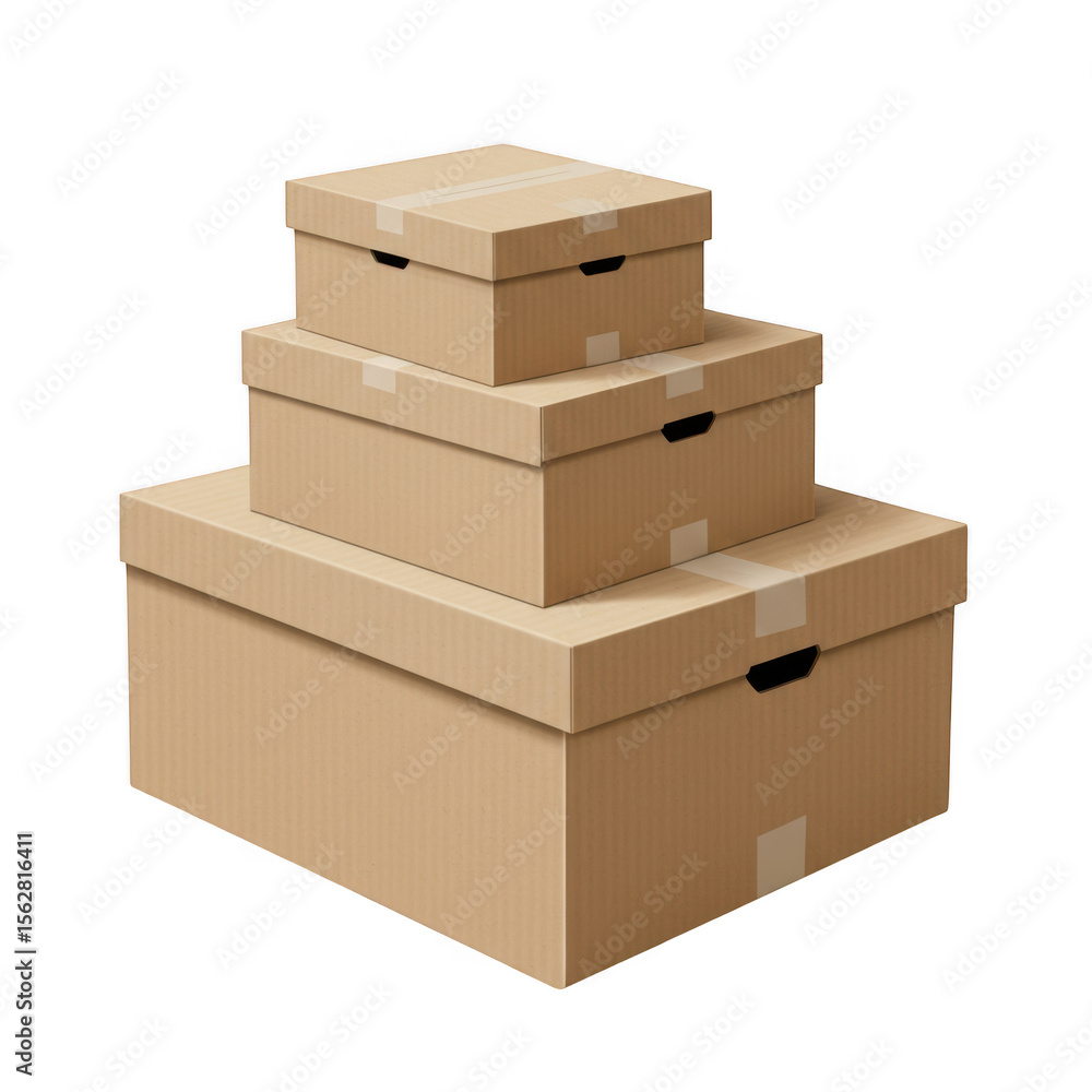 Aufkleber stack of three cardboard boxes with lids isolated on transparent background