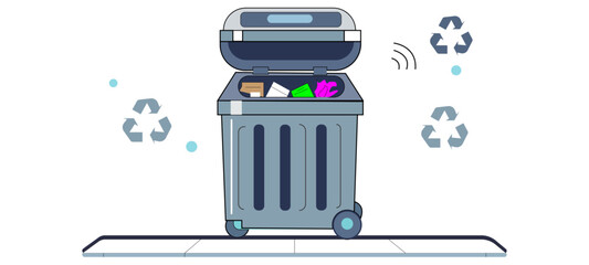 AI-Powered Trash Sorting & Fill-Level Sensor Icons – Urban Waste in Clean Line Art Vector 3d render of a recycling symbol
