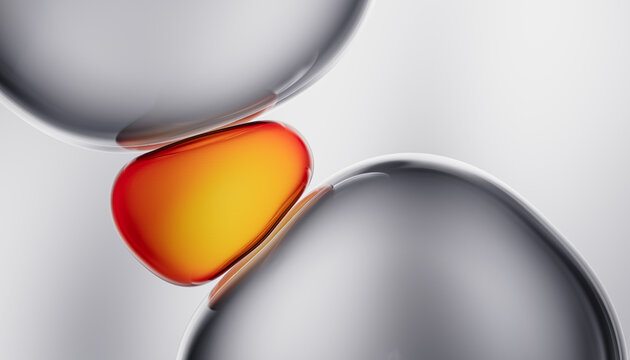 Abstract Close-Up of Glowing Red and Yellow Liquid Shapes