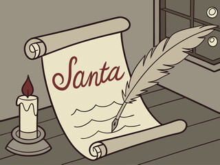 Letter To Santa With Quill And Ink