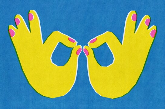 Colorful Abstract Hands with Pink Nails