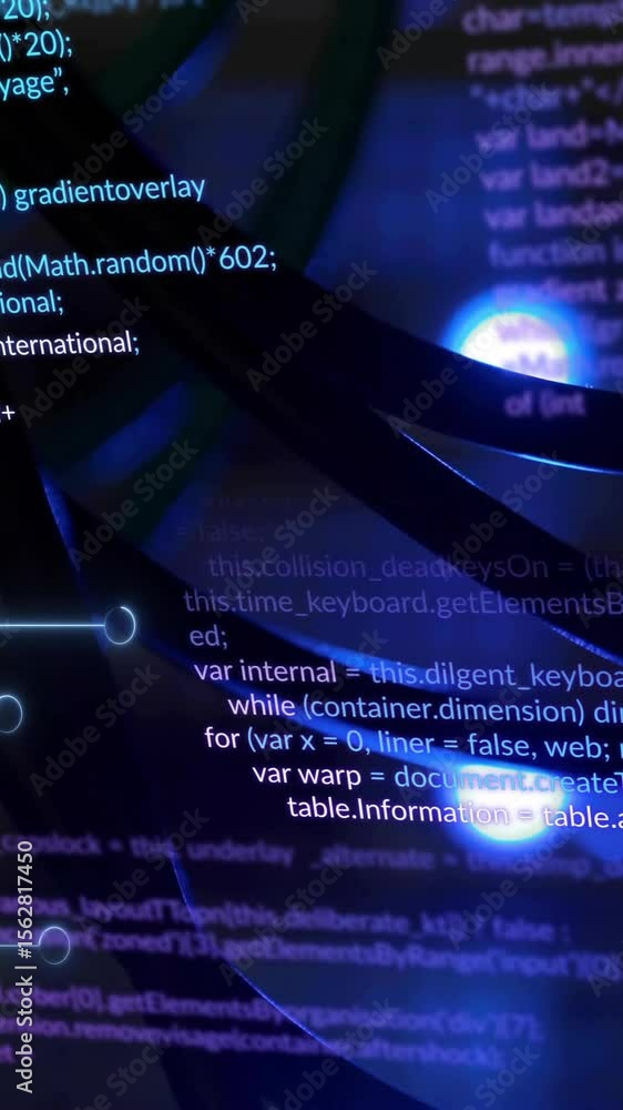 Poster animation of data processing over black background