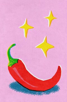 Vibrant Red Chili with Sparkles