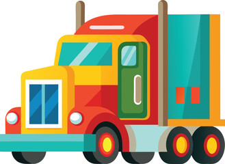 Colorful and clean tractor trailer illustration on a white background