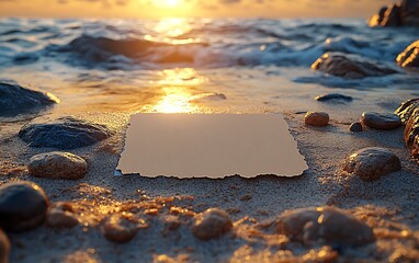 Sunset Reflections in Glass on a Serene Shore

