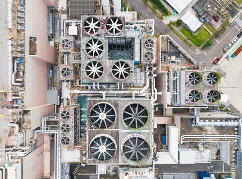 Semiconductor Factory Rooftop with Cooling Fans