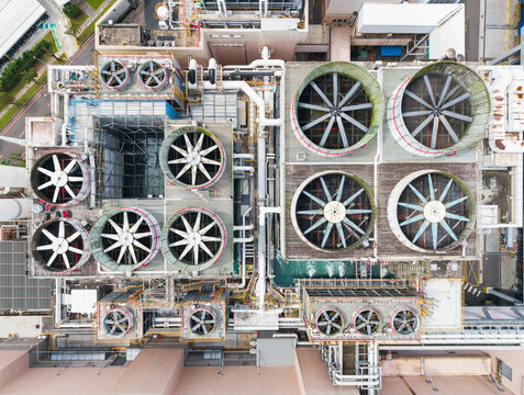 Semiconductor Factory Rooftop with Cooling Fans