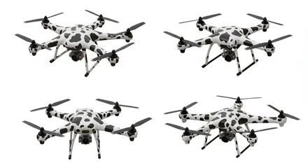 Multiple isolated drones displaying a speckled pattern