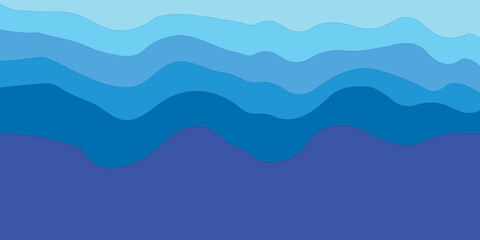 Abstract layered wave background in cool blue tones resembling ocean layers or topographic contours. Ideal for nature, backgrounds, or digital art. Keywords: wave, abstract, ocean, blue, layered.