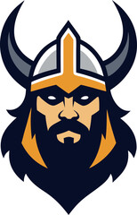 Vector art of a determined viking warrior with a horned helmet isolated on white background