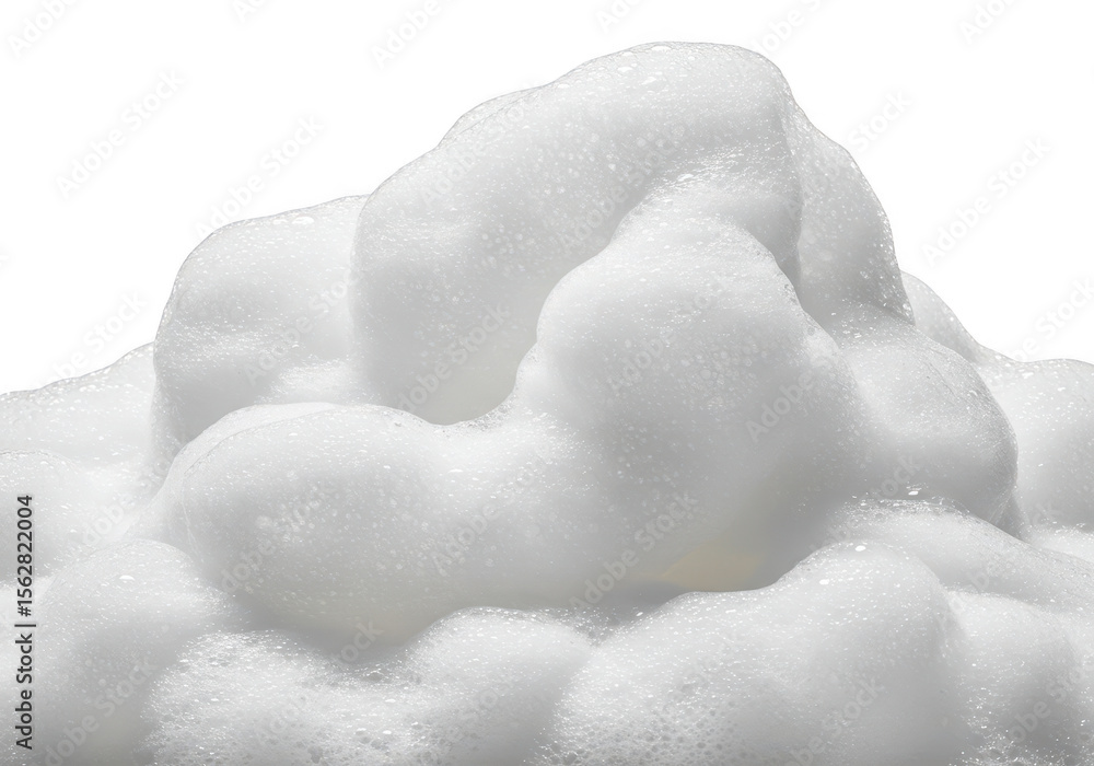 Poster a heap of white foam with a bubbly texture is isolated on transparent background