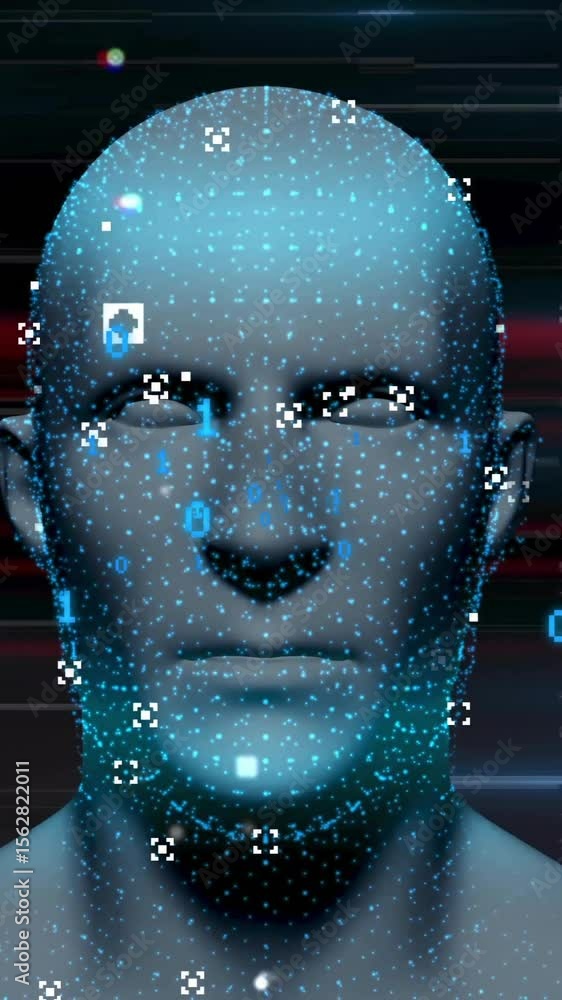 Aufkleber animation of data processing over digital human with icons