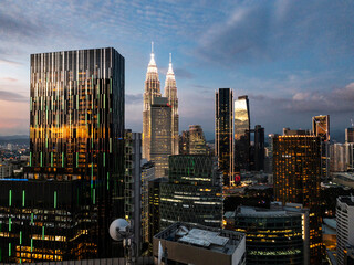 Kuala Lumpur downtown skyline at blue hour