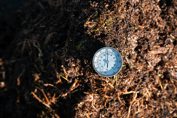 Compost pile, organic thermophilic compost turning in Tasmania Australia