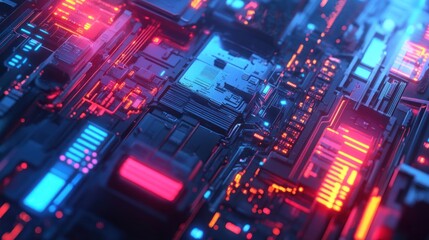 Obraz premium Futuristic circuit board close-up