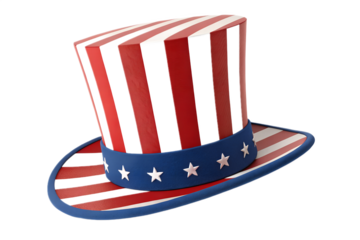 Patriotic Uncle Sam Hat with Red and White Stripes and Blue Star Band