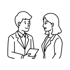 Business Discussion Between Man And Woman Coworkers Illustration