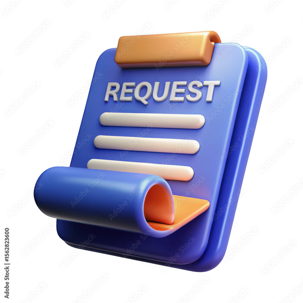 Poster 3d realistic request form icon isolated on transparent background