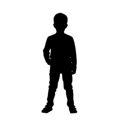 Silhouette of a standing young boy on white background. Child profile vector ideal for education, identity, childhood, or conceptual themes