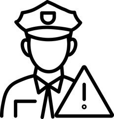 Police officer warning alert security law enforcement uniform authority cautionPolice officer icon with warning sign representing security alert law enforcement caution authority figure and safety