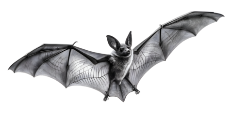 black and white bat flying photograph