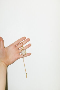Golden shiny fashion style necklace jewellery with lace flower detail