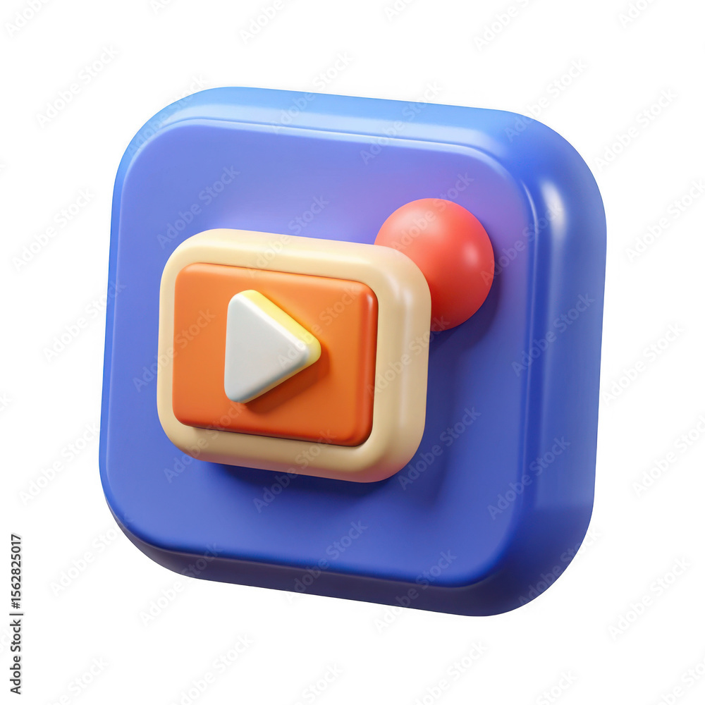 Poster 3d play button icon realistic 3d render isolated on transparent background