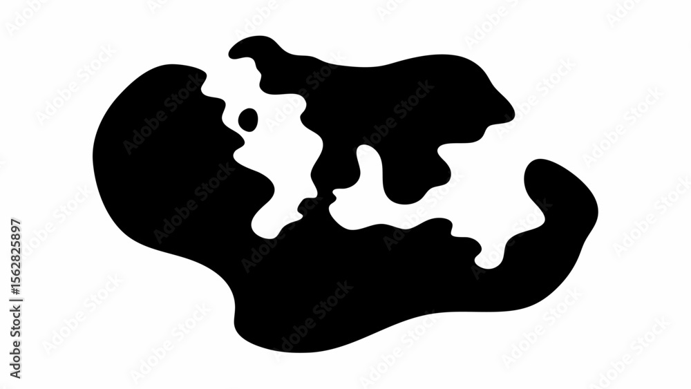 Poster abstract black and white shape with irregular edges and contrasting areas of solid color fill design