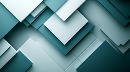 Fototapeta premium Overlapping square tiles in blue tones abstract geometric background minimalist design smooth surfaces depth and shadow create an elegant texture for presentation or decoration