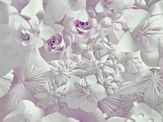 pink paper flowers background
