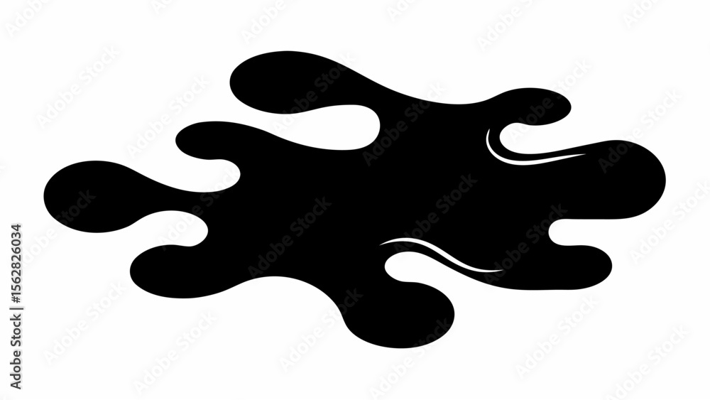 Aufkleber abstract black ink blot with curved edges and irregular shapes creating a fluid and dynamic composit