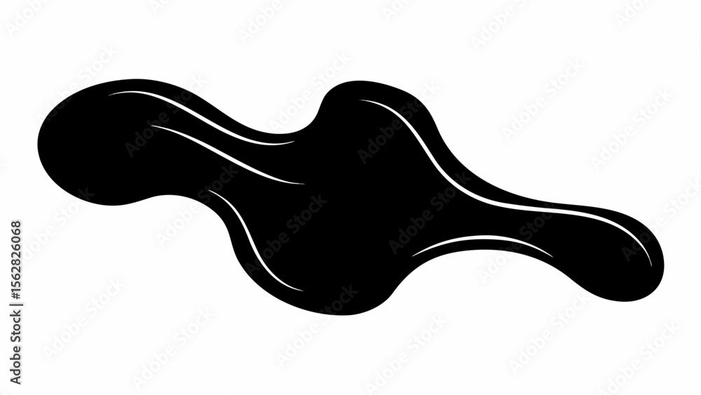 Poster a black abstract shape with curved lines and rounded edges against a white background in a simple de
