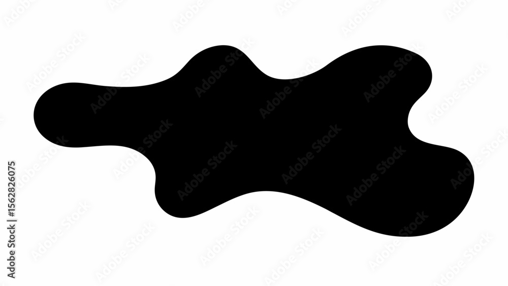 Poster Abstract black blob shape with smooth edges and irregular outline on a white background in simple style