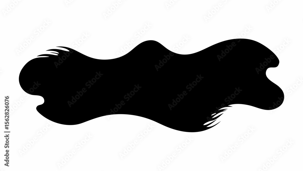 Poster abstract black blob with wavy edges and textured ends on a white background in a simple illustration