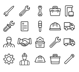 Collection of Line Icons for Construction and Repair