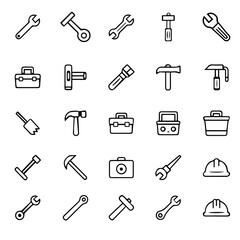 Collection of Line Icons for Construction and Repair Design