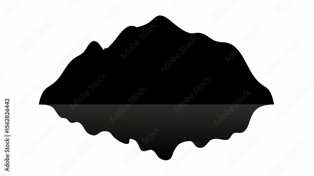 Poster silhouette of a mountain range with a reflection in water creating an abstract landscape view image