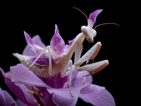 Orchid Mantis Perched on a Flower