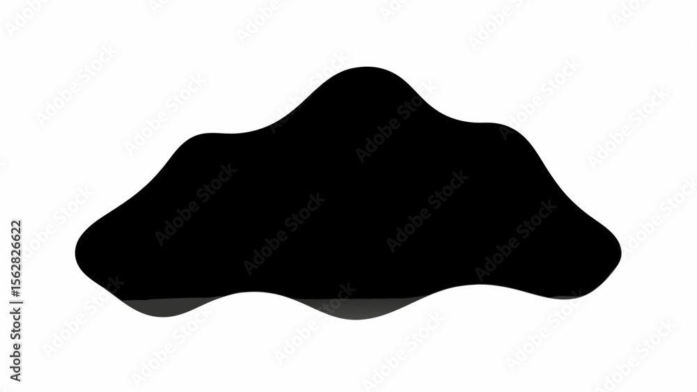 Poster abstract black shape with curved edges and subtle shading against a white background creating contra