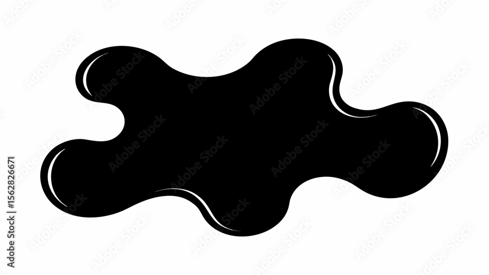 Poster isolated black ink blot with a white outline on a white background creates a simple graphic element 