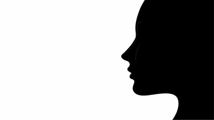 Silhouette of a woman's face in profile against a white background with distinct facial features shown