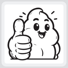 Cute Cartoon Poop Giving a Thumbs-Up