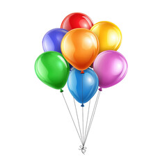 Colorful party balloons isolated on a transparent background