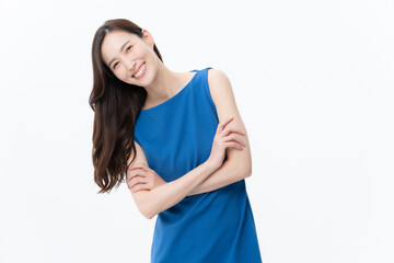 白バックの若い女性のビューティー