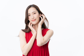 白バックの若い女性のビューティー