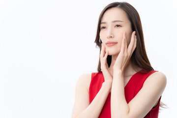 白バックの若い女性のビューティー