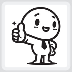 Cartoon Character Giving a Thumbs-Up, Positive and Approving