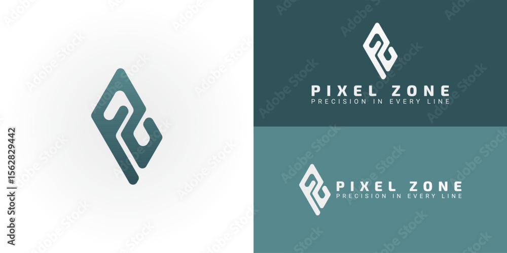 Poster Logo design for a modern software company that combines the letters PZ into a sleek abstract emblem. This design is ideal for tech, fintech, or design firms looking for a precise and innovative brand.